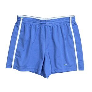 Nike Women's Athletic Shorts Blue White Size M Medium Pull- On Drawstring
